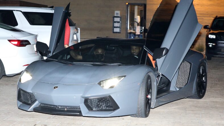 Rapper The Game is seen driving off from Nobu Malibu with the car doors up on his Lamborghini in Malibu. 02 May 2021 Pictured: The Game. Photo credit: Photographer Group/MEGA TheMegaAgency.com +1 888 505 6342 (Mega Agency TagID: MEGA751261_002.jpg) [Photo via Mega Agency]